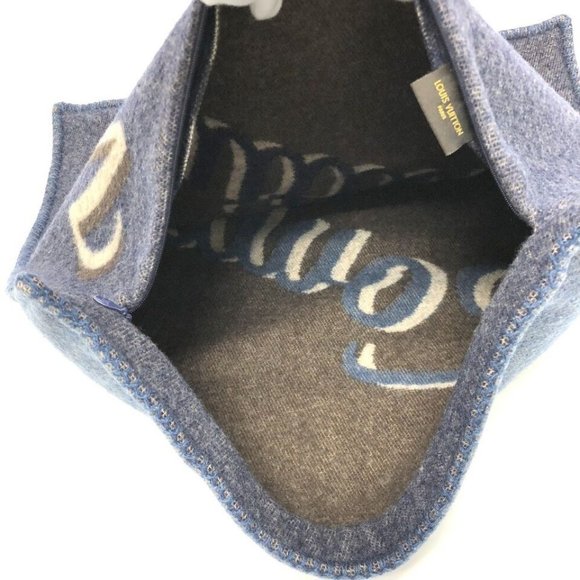 LOUIS VUITTON logo Cushion Cover cushion Wool / Cashmere Navy - Picture 4 of 16